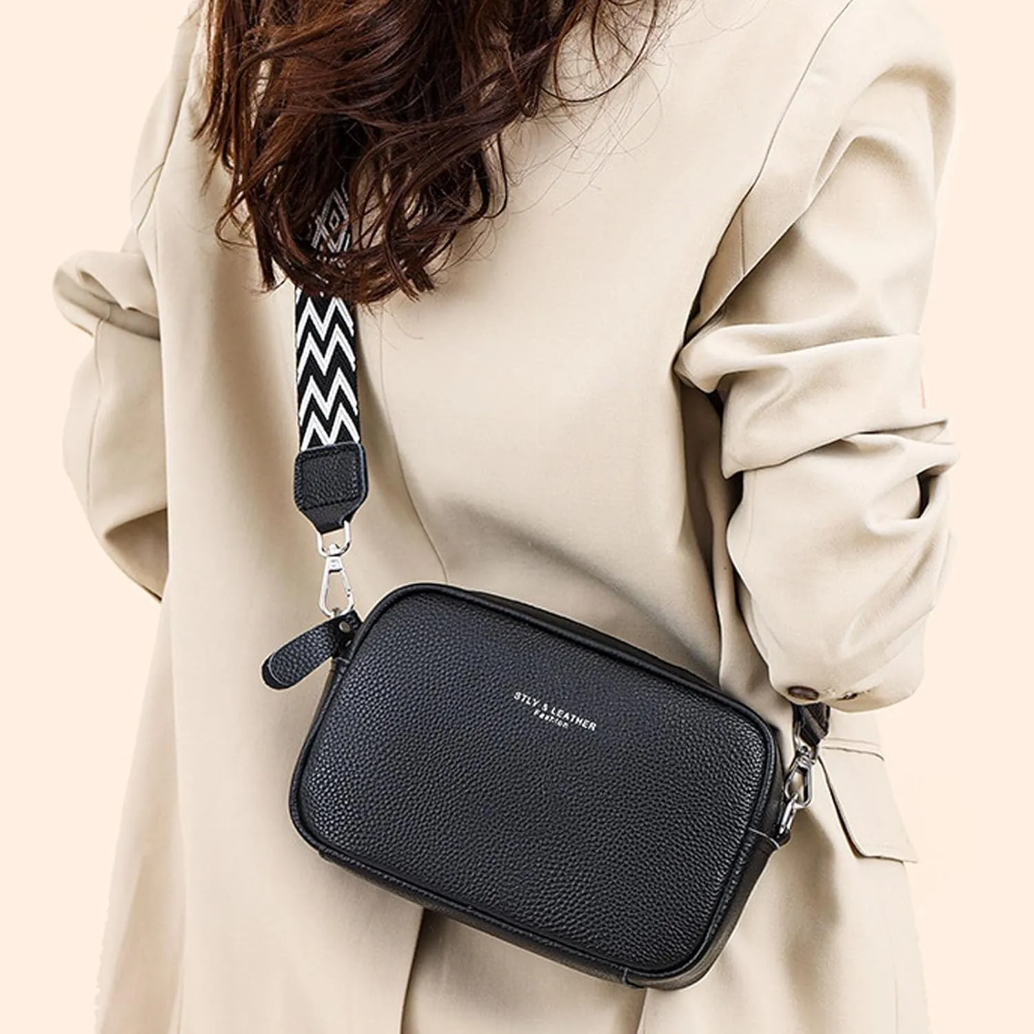 Small Square Bag Soft Crossbody Leather Bag Spring Model Female Shoulder Bags Camera Shoulder Bags (Green, One Size)