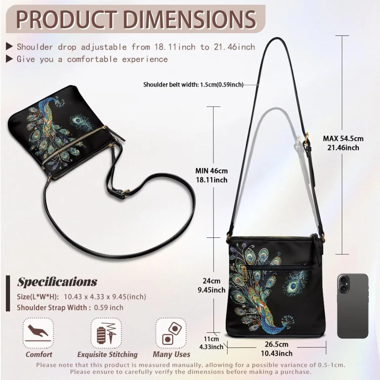 Small Wallet 2Pcs, Leather Shoulder Bags & Wallet with Hand Strap Set of 2 Lightweight for Travel & Shopping