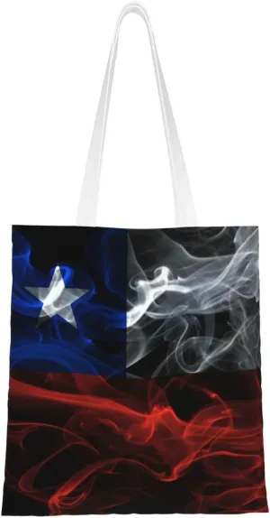 Smoke Style Flag Of Chile Tote Bag for Women Canvas Shopping Bags Reusable Beach Bag Grocery Bags Tote Shoulder Bag Gift Bags