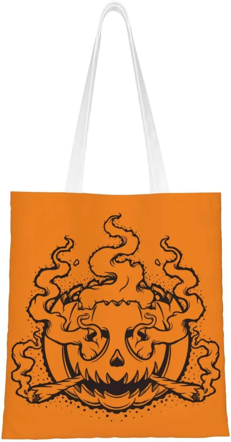 Smoky Pumpkins Tote Bag for Women Canvas Shopping Bags Reusable Beach Bag Grocery Bags Tote Shoulder Bag Gift Bags