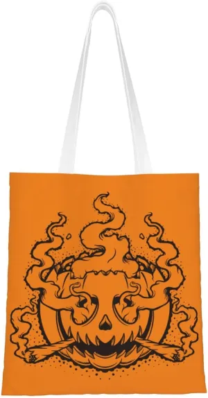 Smoky Pumpkins Tote Bag for Women Canvas Shopping Bags Reusable Beach Bag Grocery Bags Tote Shoulder Bag Gift Bags
