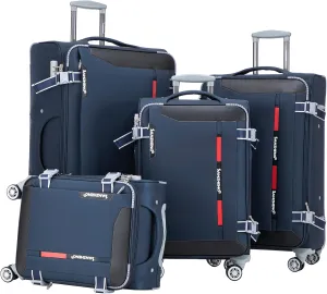 Softside Luggage Set with Spinner Wheels, 4 Piece Expandable Fabric Large Suitcases Set with TSA Lock (Blue, 20/24/28/32inch)