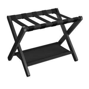 Solid Wood Folding Luggage Rack - Black