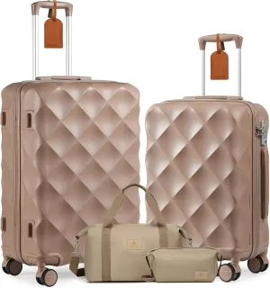 Somago 2 Piece Luggage Set - 24/28" Travel Suitcase with Duffel Bag and Toiletry Bag, Lightweight ABS Hardside Luggage with Spinner Wheels