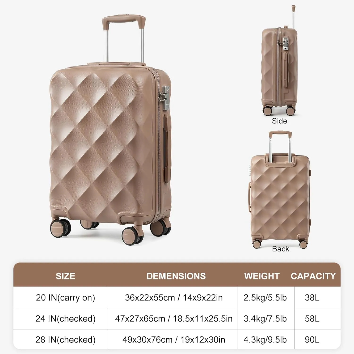 Somago 2 Piece Luggage Set - 24/28" Travel Suitcase with Duffel Bag and Toiletry Bag, Lightweight ABS Hardside Luggage with Spinner Wheels