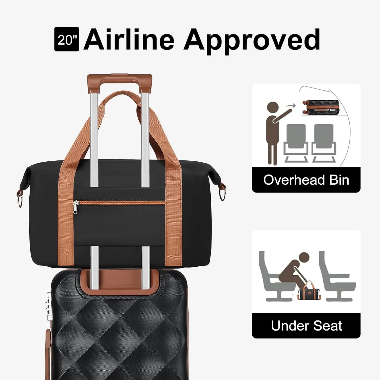 Somago 2 Piece Luggage Set - 24/28" Travel Suitcase with Duffel Bag, Toiletry Bag, Lightweight ABS Hardside Spinner Wheels