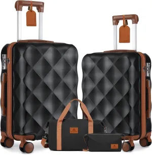 Somago 2 Piece Luggage Set - 24/28" Travel Suitcase with Duffel Bag, Toiletry Bag, Lightweight ABS Hardside Spinner Wheels