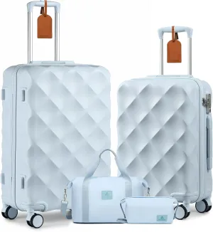 Somago 2 Piece Luggage Set of 24/28", Travel Suitcase Set with Duffel Bag and Toiletry Bag Lightweight Suitcases with YKK Zipper TSA Lock ABS Hardside Luggage Spinner Wheels