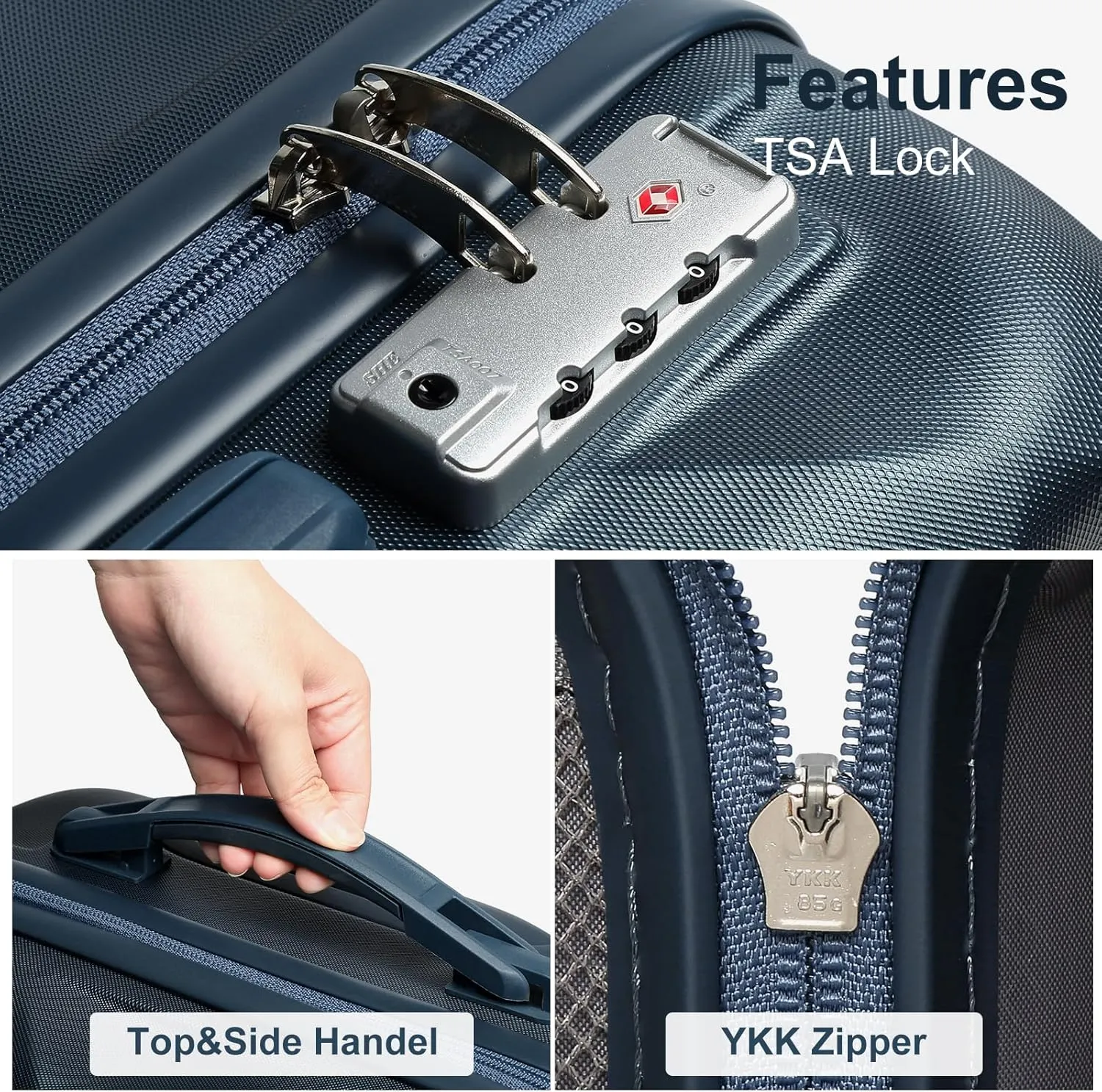 Somago 2 PieceLuggage Set (20"/24") with Duffel Bag and Toiletry Bag, Carry On Luggage Airline Approved with YKK Zipper TSA Lock ABS Hardside Luggage Spinner Wheels
