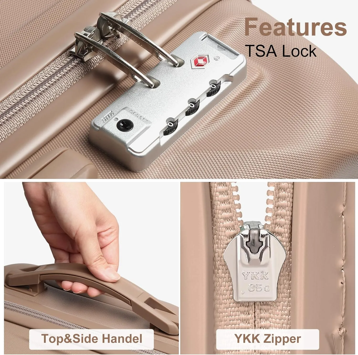 Somago 2 PieceLuggage Set (20"/24") with Duffel Bag and Toiletry Bag, Carry On Luggage Airline Approved with YKK Zipper TSA Lock ABS Hardside Luggage Spinner Wheels
