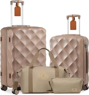 Somago 2 PieceLuggage Set (20"/24") with Duffel Bag and Toiletry Bag, Carry On Luggage Airline Approved with YKK Zipper TSA Lock ABS Hardside Luggage Spinner Wheels