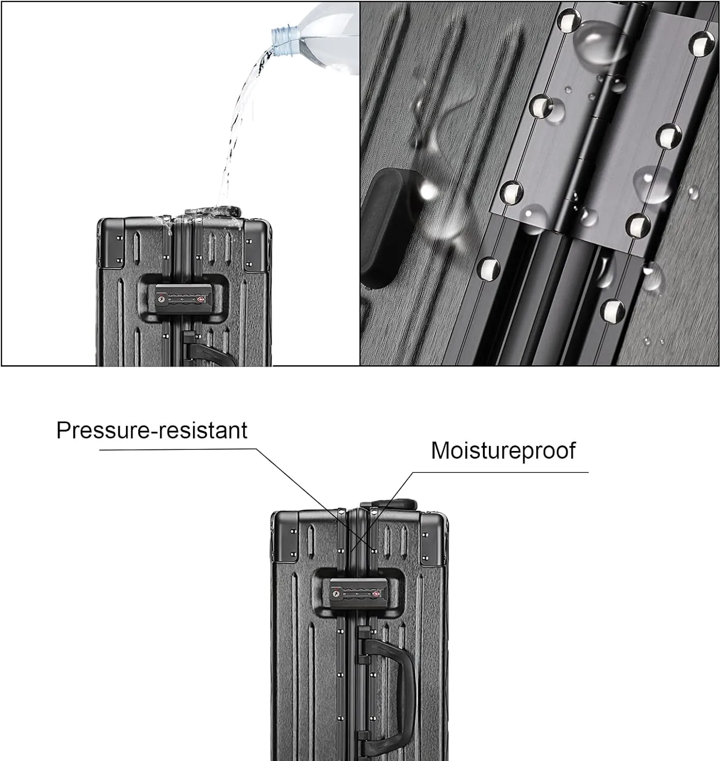 Somago Carry On Luggage with Spinner Wheels 20in Lightweight Suitcase Built in TSA Aluminum Frame PC Hardside Rolling Suitcases Travel Case (Black Silver)