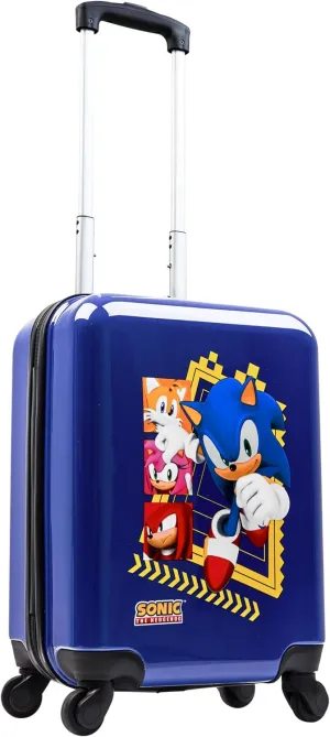 Sonic The Hedgehog Boys Suitcase With Wheels, Kids Luggage 19.2” x 12.9” x 8.66” - Gamer Travel Essentials