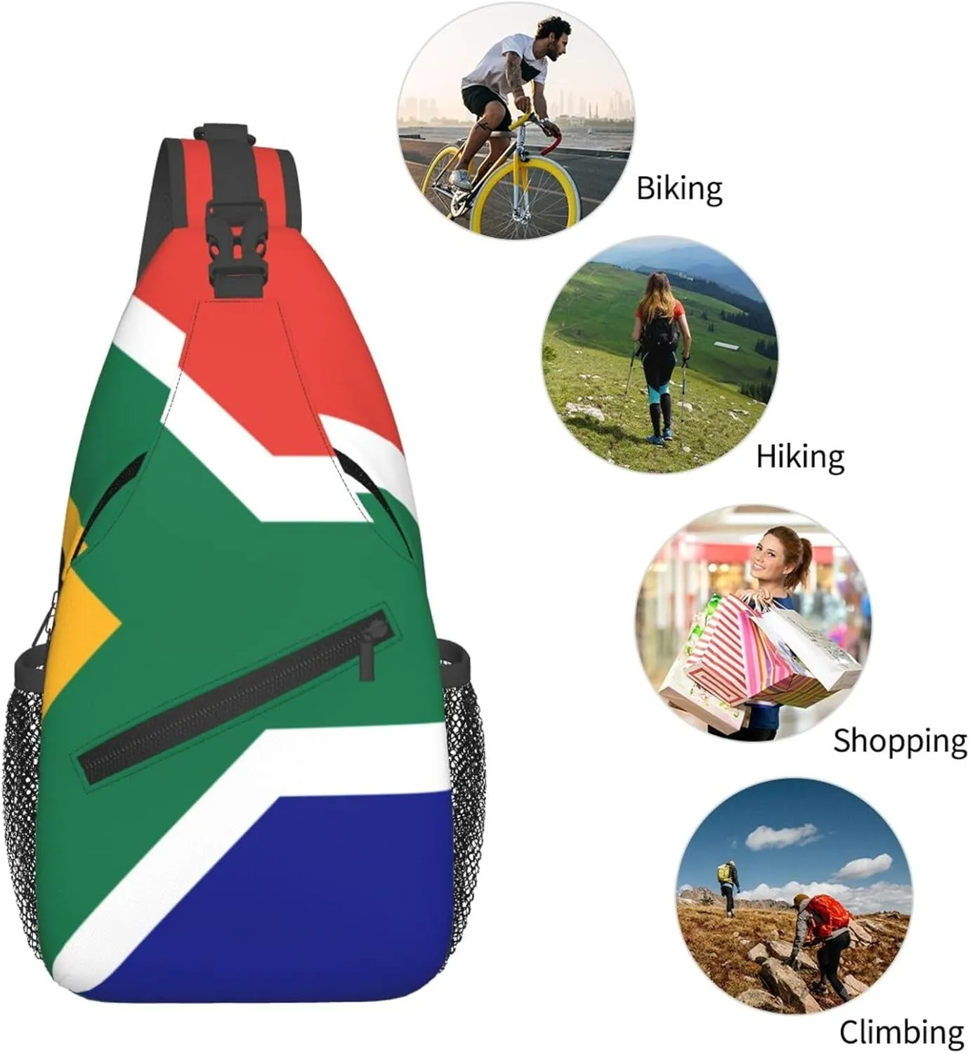 South Africa Flag Sling Bag Adjustable Chest Bags Casual Crossbody Bag Travel Shoulder Backpack