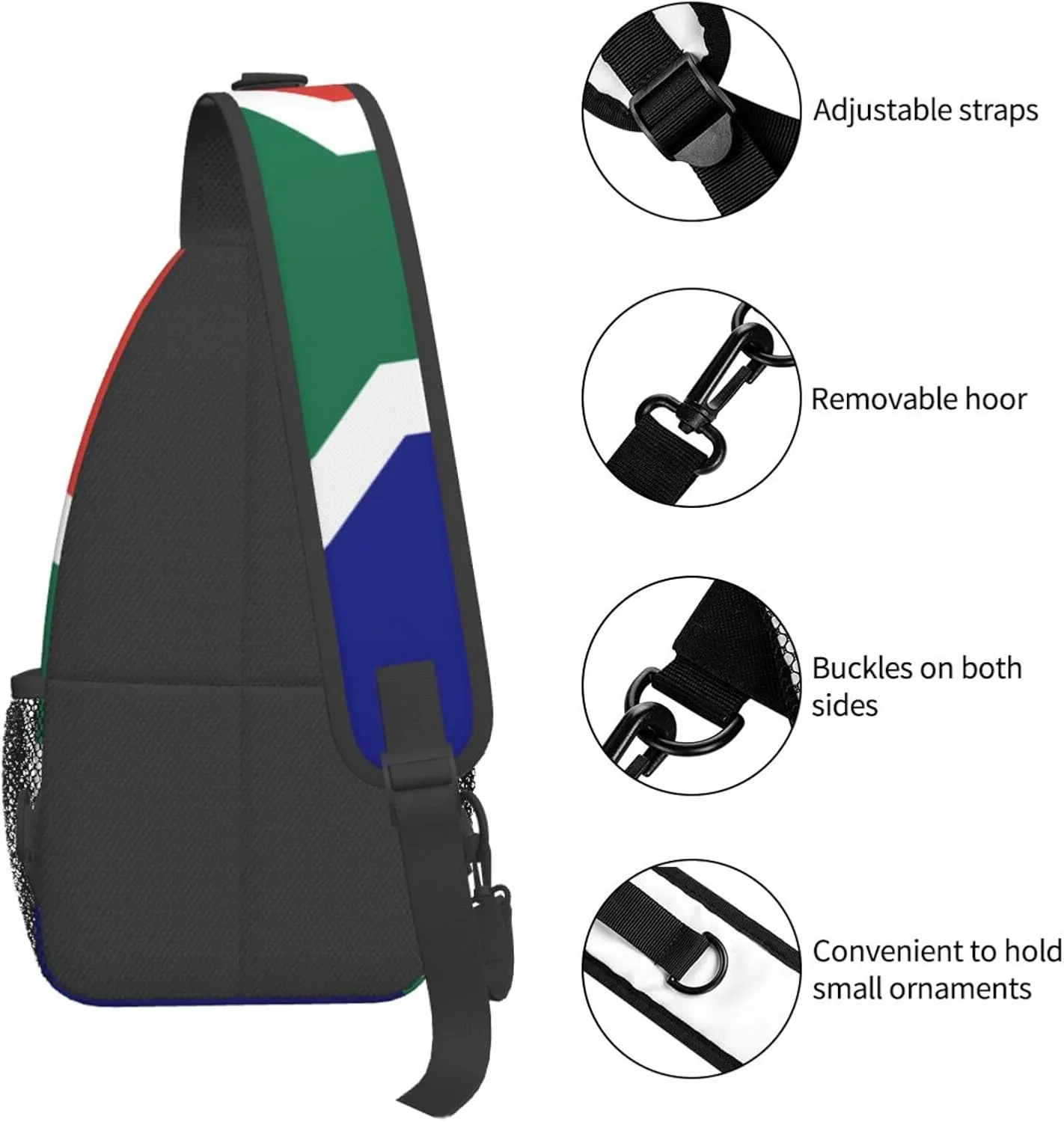 South Africa Flag Sling Bag Adjustable Chest Bags Casual Crossbody Bag Travel Shoulder Backpack