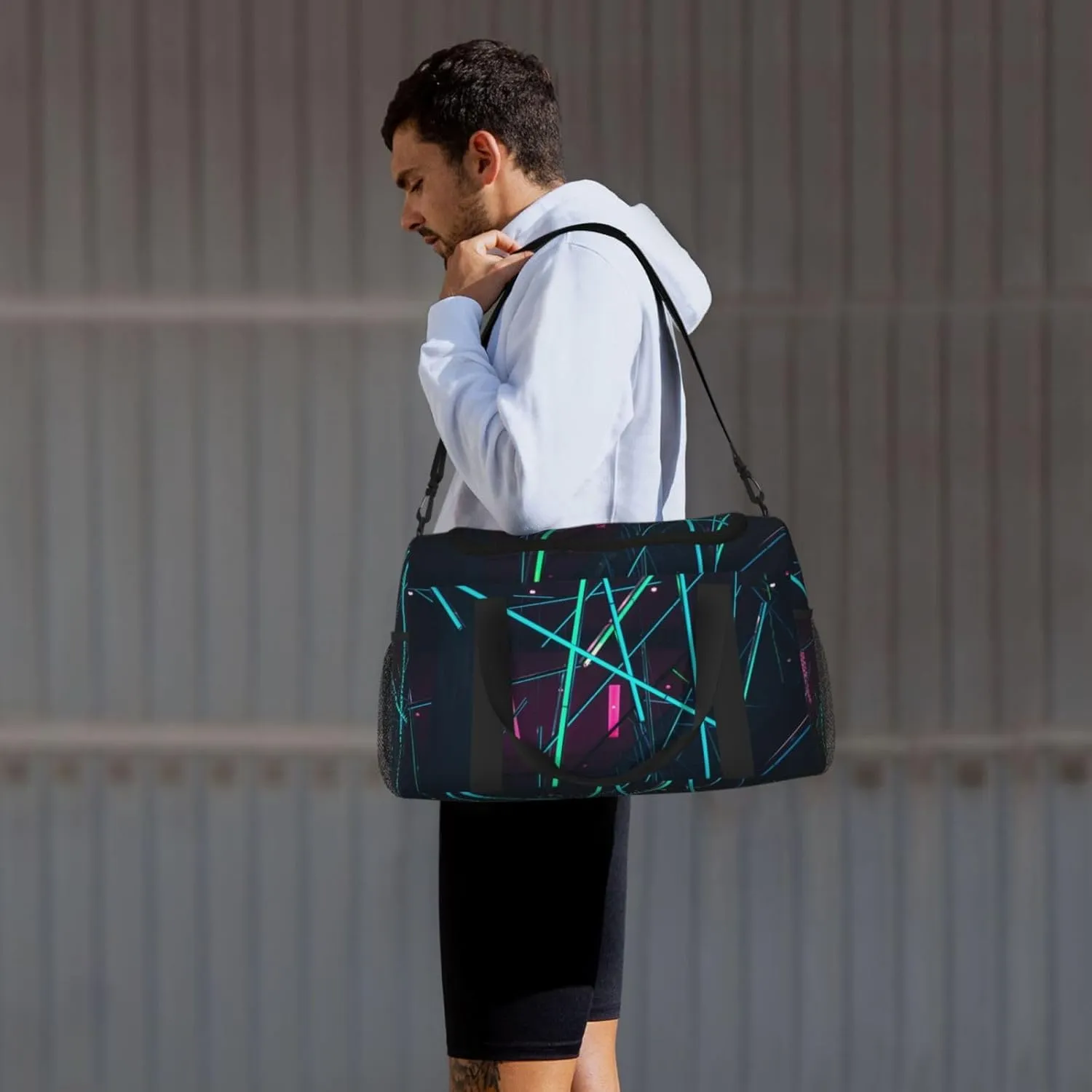Space Laser Travel Duffel Bag Large Foldable Waterproof Overnight Bag For Beach Swim Bags Pool Sports Gym