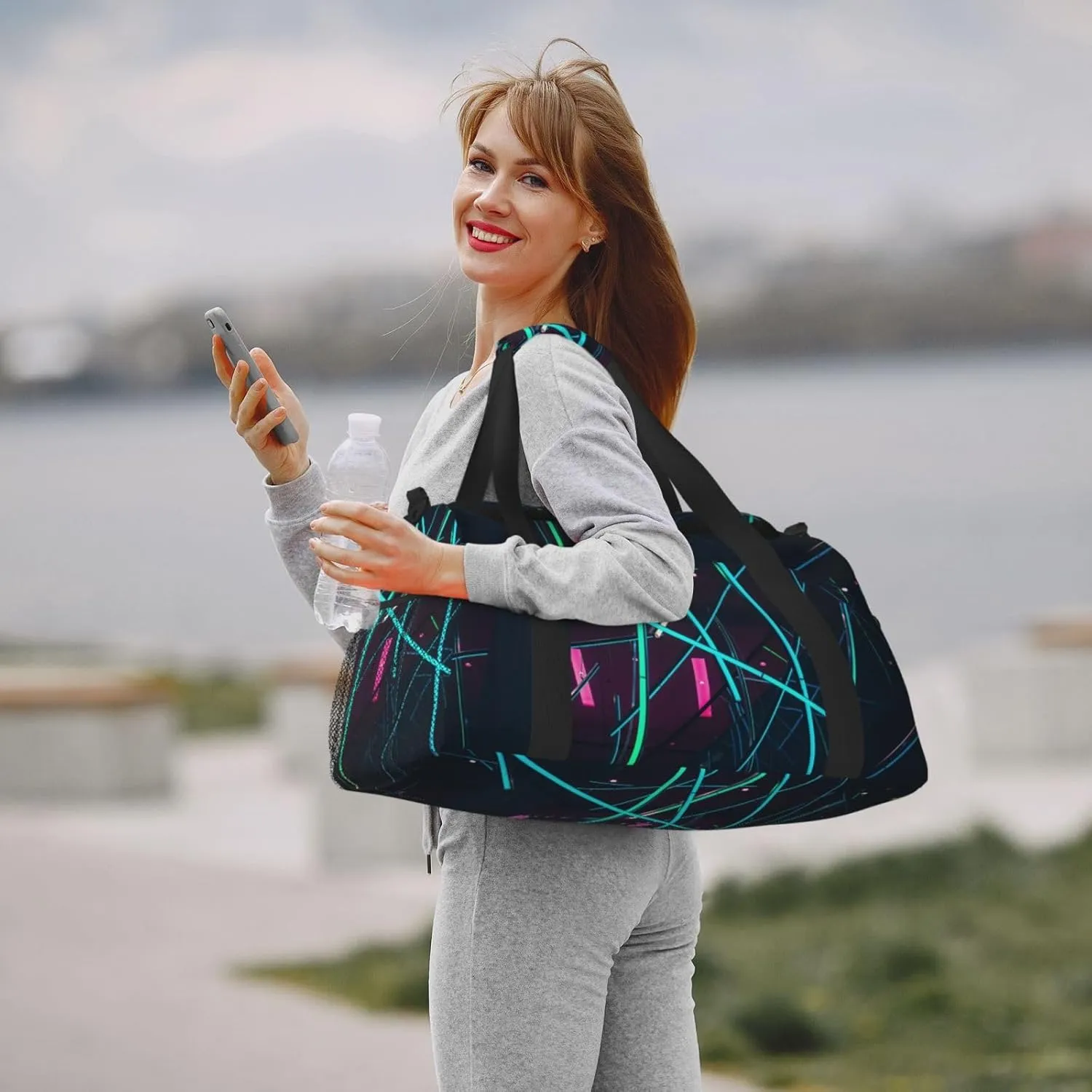 Space Laser Travel Duffel Bag Large Foldable Waterproof Overnight Bag For Beach Swim Bags Pool Sports Gym