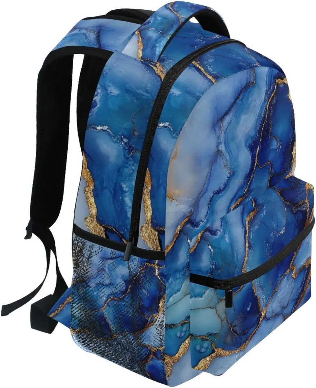 Sport Backpack for Men Women Waterproof Travel Laptop Backpack with Chest Strap Gift Men & Women Marble Silver Royal Blue
