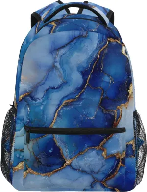 Sport Backpack for Men Women Waterproof Travel Laptop Backpack with Chest Strap Gift Men & Women Marble Silver Royal Blue