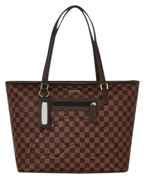 Sprayground Core Emboss Check Tote In Brown Black For Women