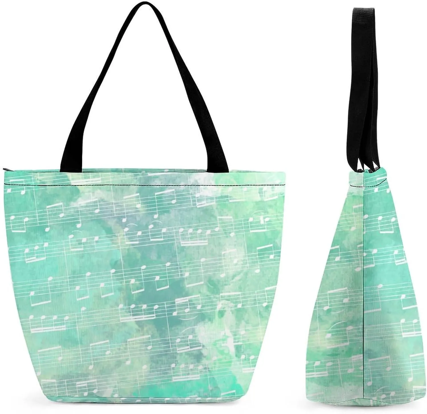 Stave-green Pattern Women Handbag Tote Bags Travel Beach Totes Bag Shopping Zippered for Women