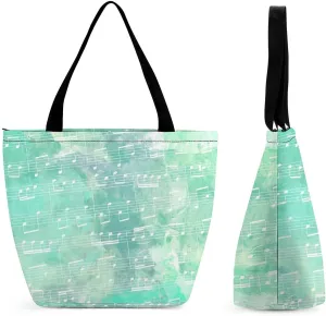 Stave-green Pattern Women Handbag Tote Bags Travel Beach Totes Bag Shopping Zippered for Women