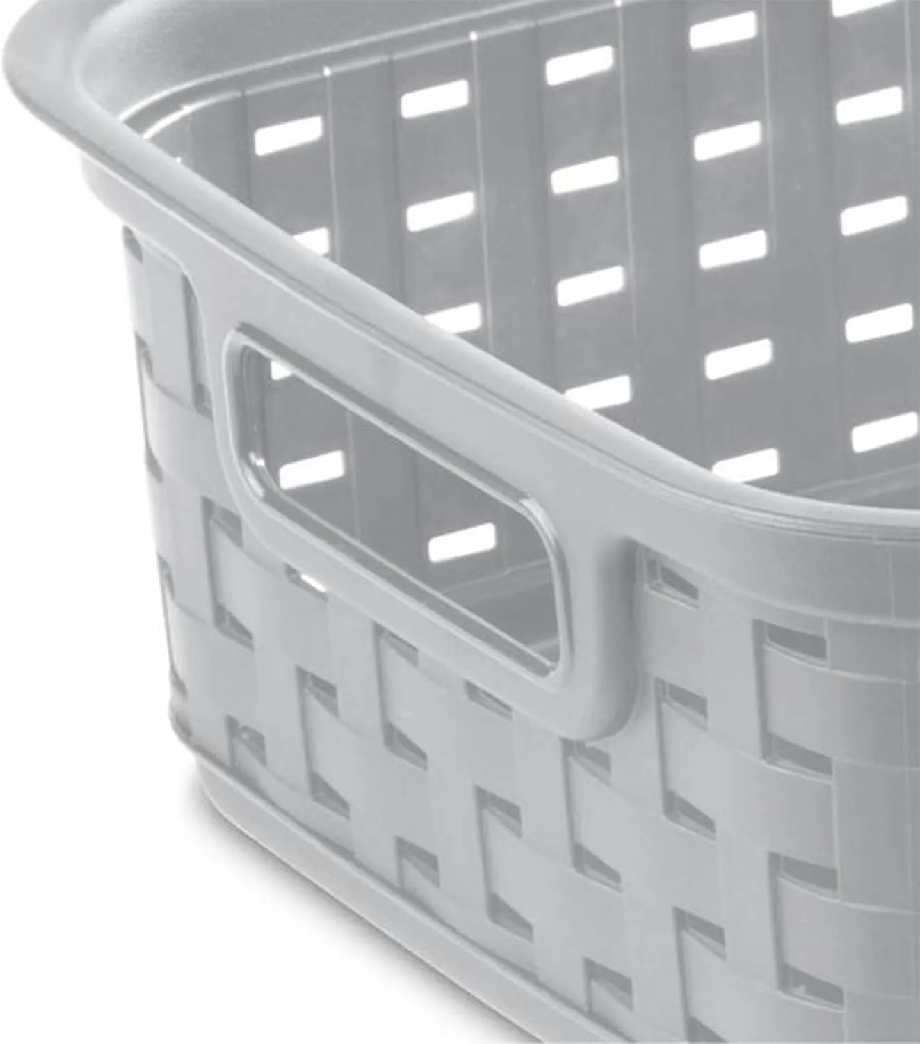 Sterilite 11 Inch Small Weave Open Bin Wicker Storage Basket Home Organizer Tote for Countertops, Bookshelves, and Closets, Cement, 8-Pack