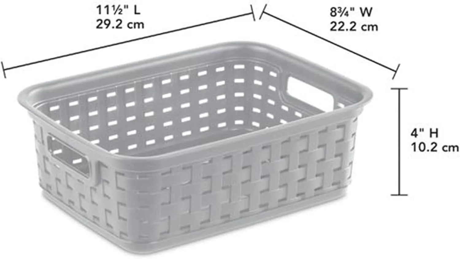 Sterilite 11 Inch Small Weave Open Bin Wicker Storage Basket Home Organizer Tote for Countertops, Bookshelves, and Closets, Cement, 8-Pack