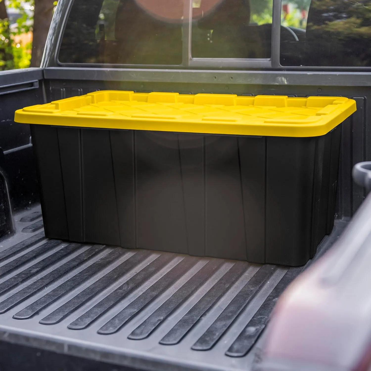Sterilite 4-Pack Industrial Tote, Plastic Storage Container Bins with Lids, 38 Gallon - Heavy-Duty Organizing Containers for Closet, Bathroom, and Office
