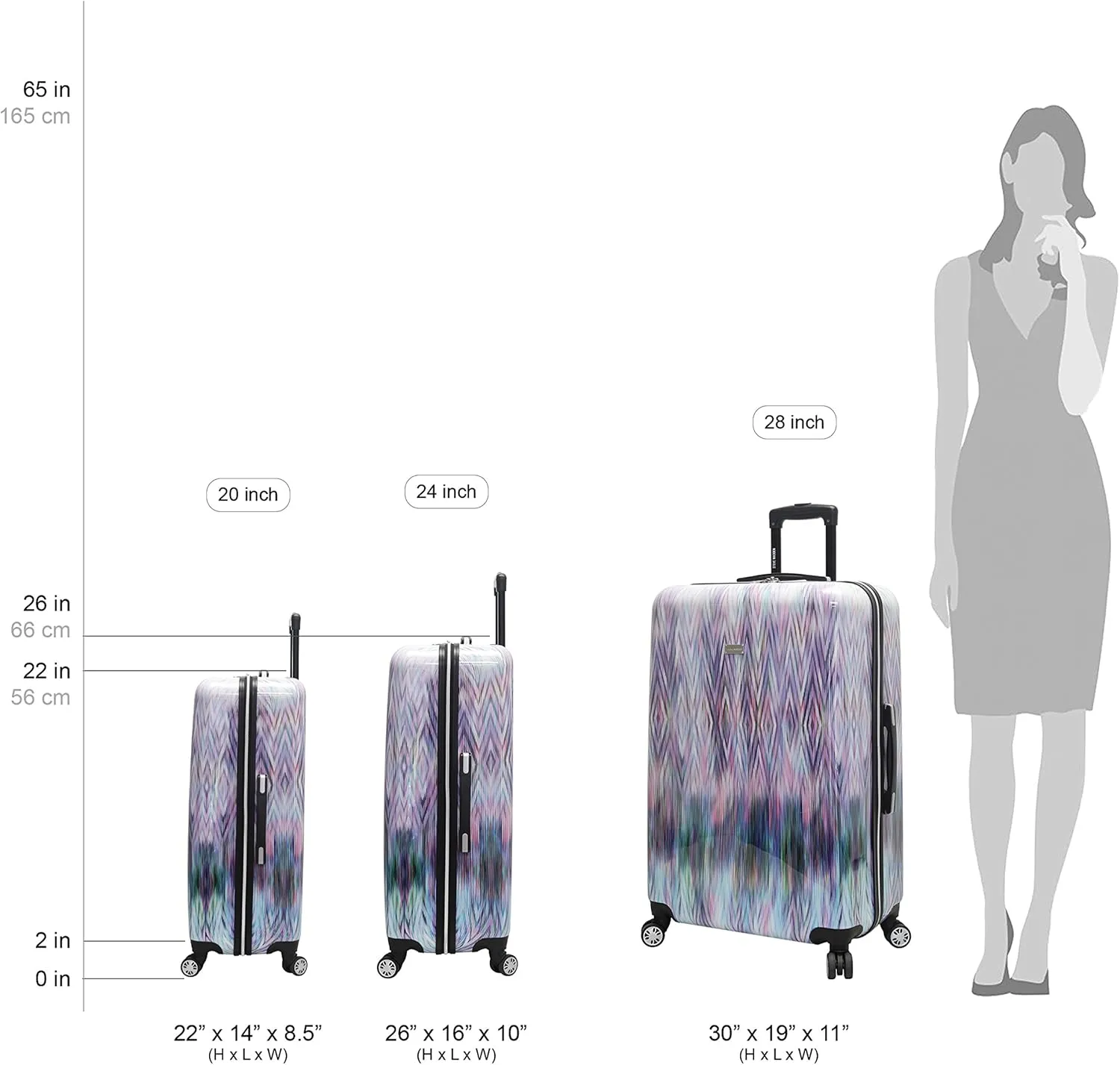 Steve Madden 28 Inch Checked Luggage Collection - Scratch Resistant (ABS   PC) Hardside Suitcase - Designer Lightweight Bag with 8-Rolling Spinner Wheels (Diamond)
