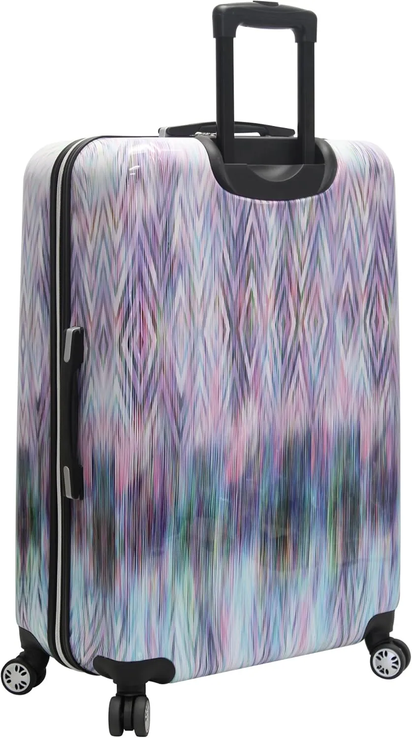 Steve Madden 28 Inch Checked Luggage Collection - Scratch Resistant (ABS   PC) Hardside Suitcase - Designer Lightweight Bag with 8-Rolling Spinner Wheels (Diamond)