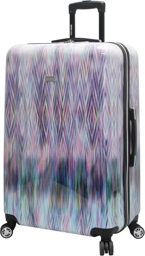 Steve Madden 28 Inch Checked Luggage Collection - Scratch Resistant (ABS   PC) Hardside Suitcase - Designer Lightweight Bag with 8-Rolling Spinner Wheels (Diamond)