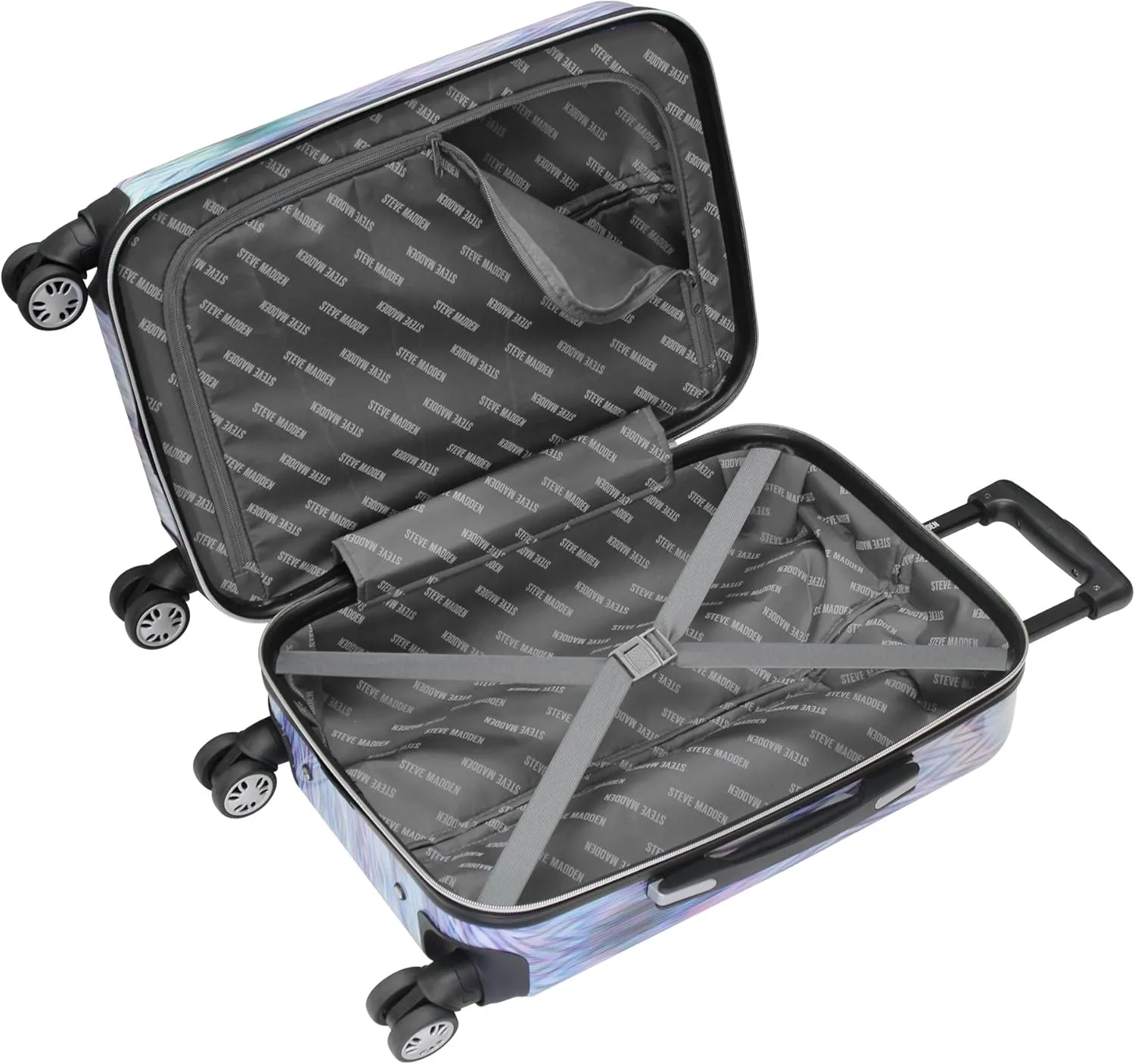 Steve Madden 28 Inch Checked Luggage Collection - Scratch Resistant (ABS   PC) Hardside Suitcase - Designer Lightweight Bag with 8-Rolling Spinner Wheels (Diamond)