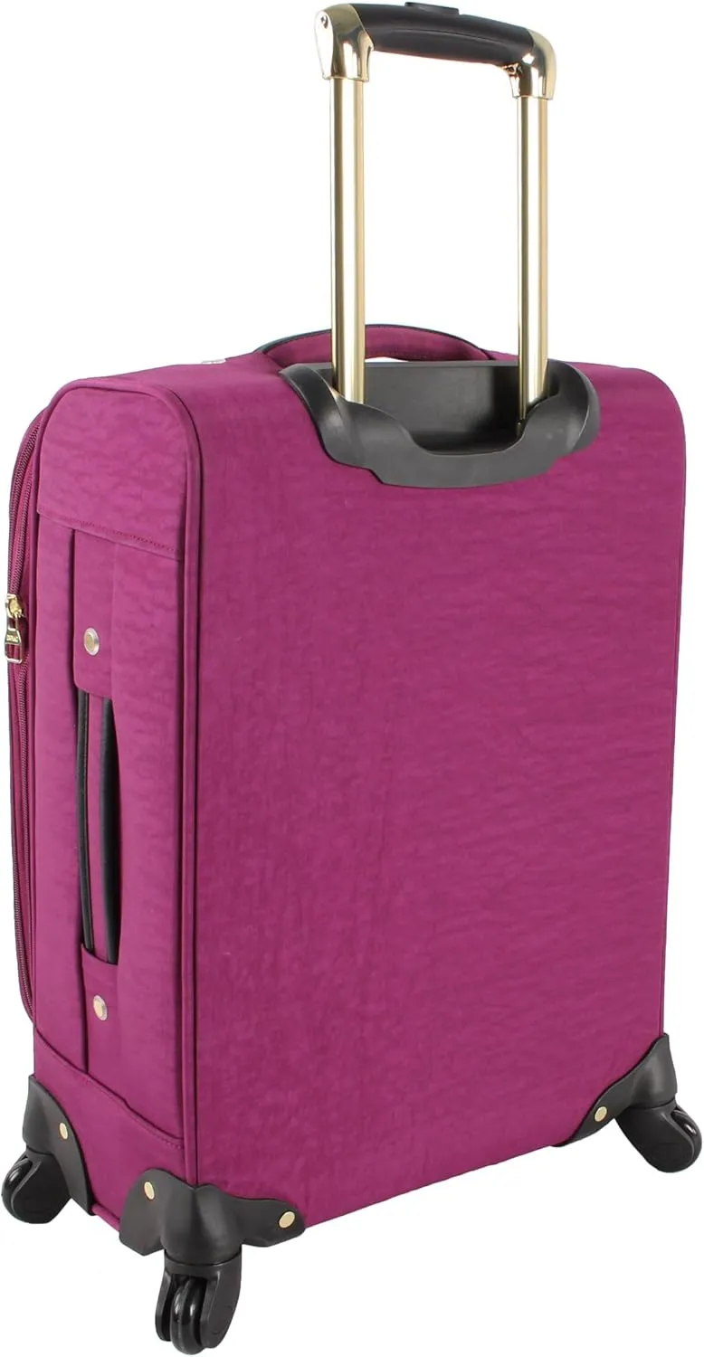 Steve Madden Designer Luggage - Checked Large 28 Inch Softside Suitcase - Expandable for Extra Packing Capacity - Lightweight Bag with Rolling Spinner Wheels (Peek-A-Boo Purple)