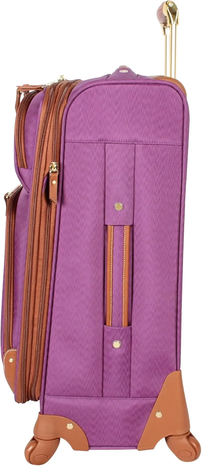 Steve Madden Designer Luggage Collection - Expandable 28 Inch Softside Bag for Men & Women - Durable Lightweight Checked Suitcase with 4-Rolling Spinner Wheels (Global Purple)
