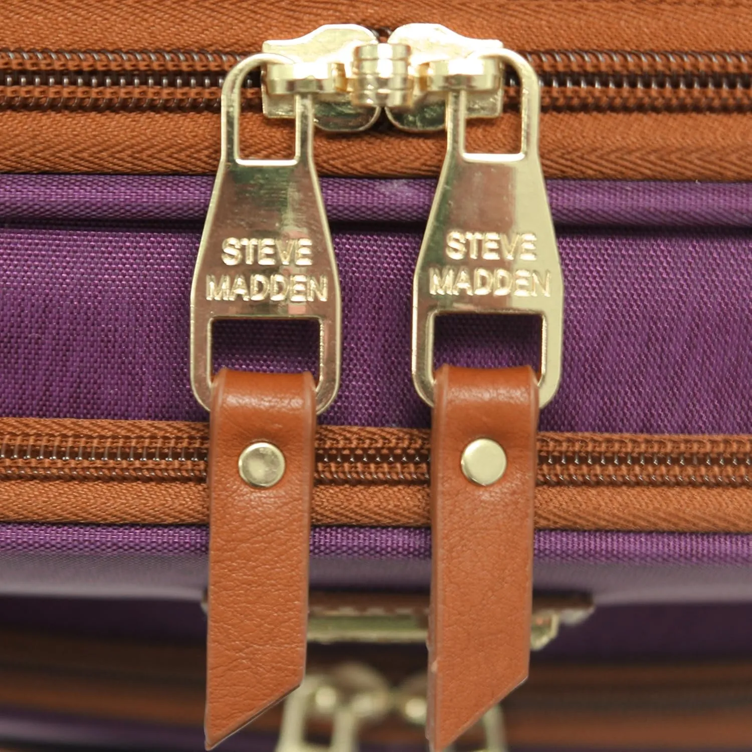 Steve Madden Designer Luggage Collection - Expandable 28 Inch Softside Bag for Men & Women - Durable Lightweight Checked Suitcase with 4-Rolling Spinner Wheels (Global Purple)