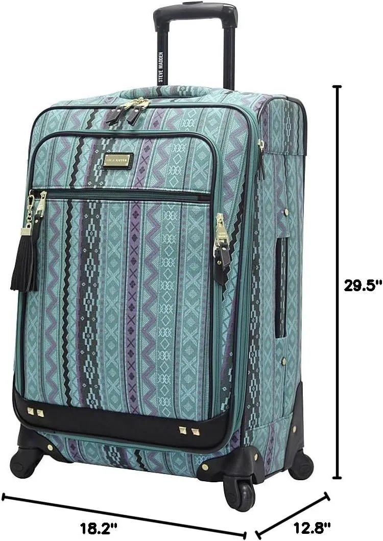 Steve Madden Luggage Large 28" Expandable Softside Suitcase With Spinner Wheels (28in, Legends Turquoise)