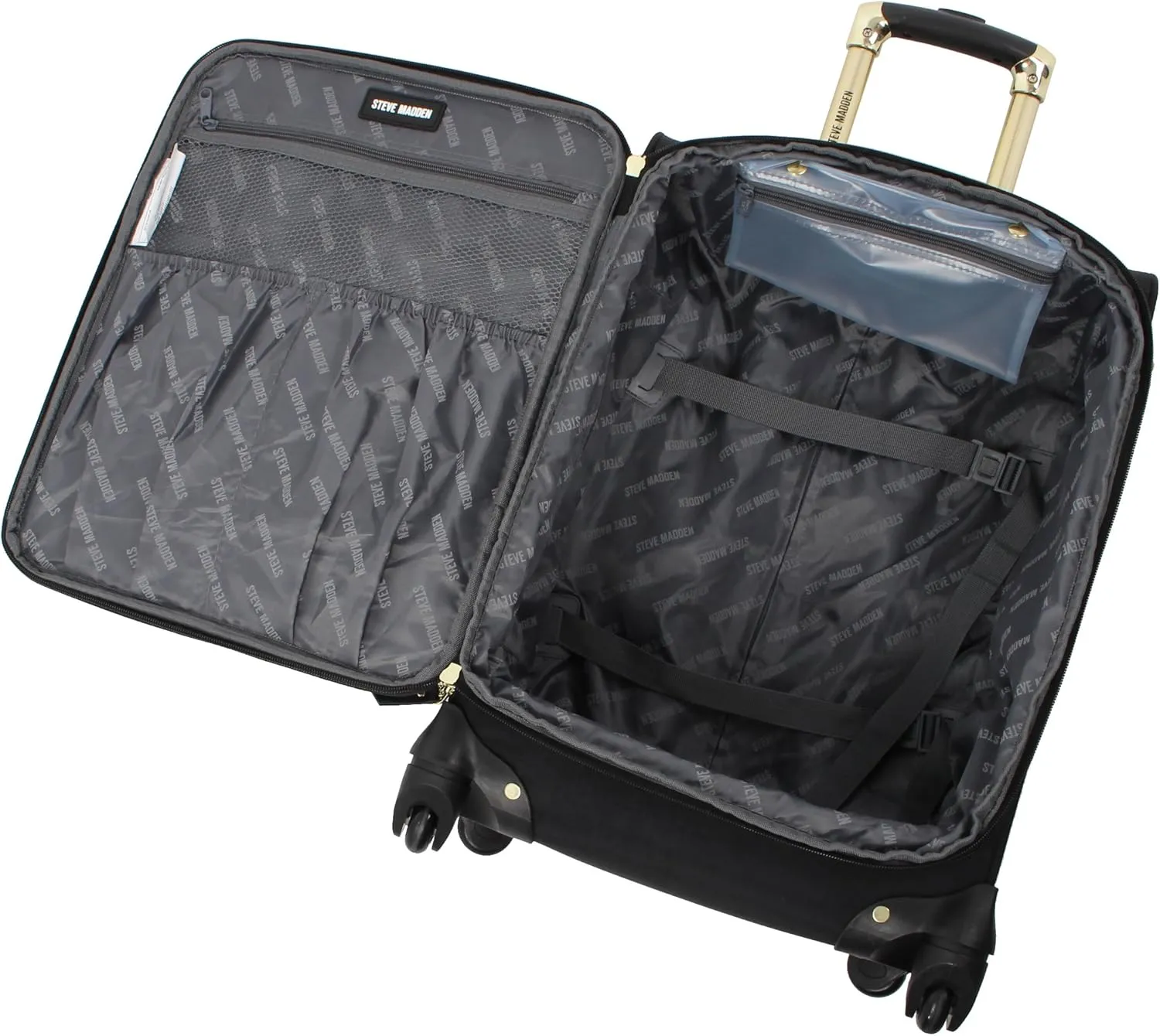 Steve Madden Unisex-Adult (Luggage only) Carry on Bag with Spinner Wheels, Peek-a-Boo Black, 20in