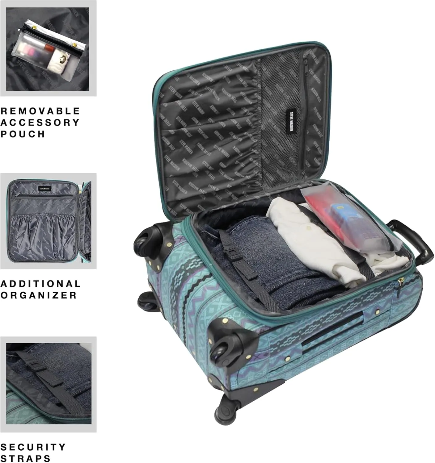 Steve Madden Unisex-Adult (Luggage only) Spinner, Legends Turquoise, One Size
