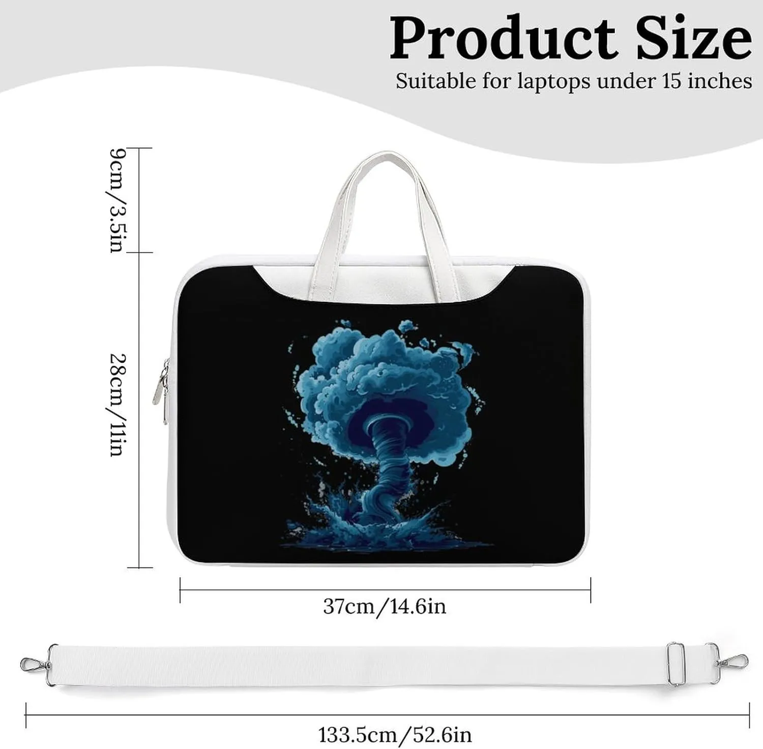 Storm Tornado Twister Hurricane Laptop Bag PU Leather Computer Tote Bag Carrying Case Messenger Bag with Handle