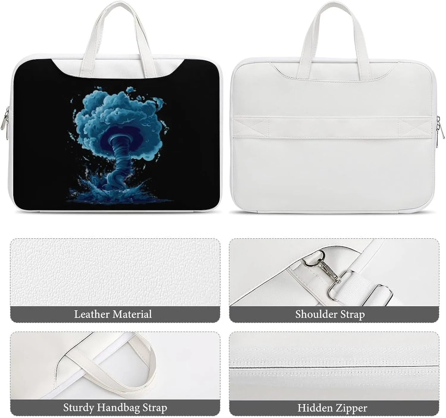 Storm Tornado Twister Hurricane Laptop Bag PU Leather Computer Tote Bag Carrying Case Messenger Bag with Handle