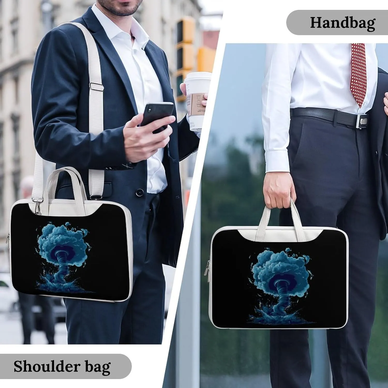 Storm Tornado Twister Hurricane Laptop Bag PU Leather Computer Tote Bag Carrying Case Messenger Bag with Handle