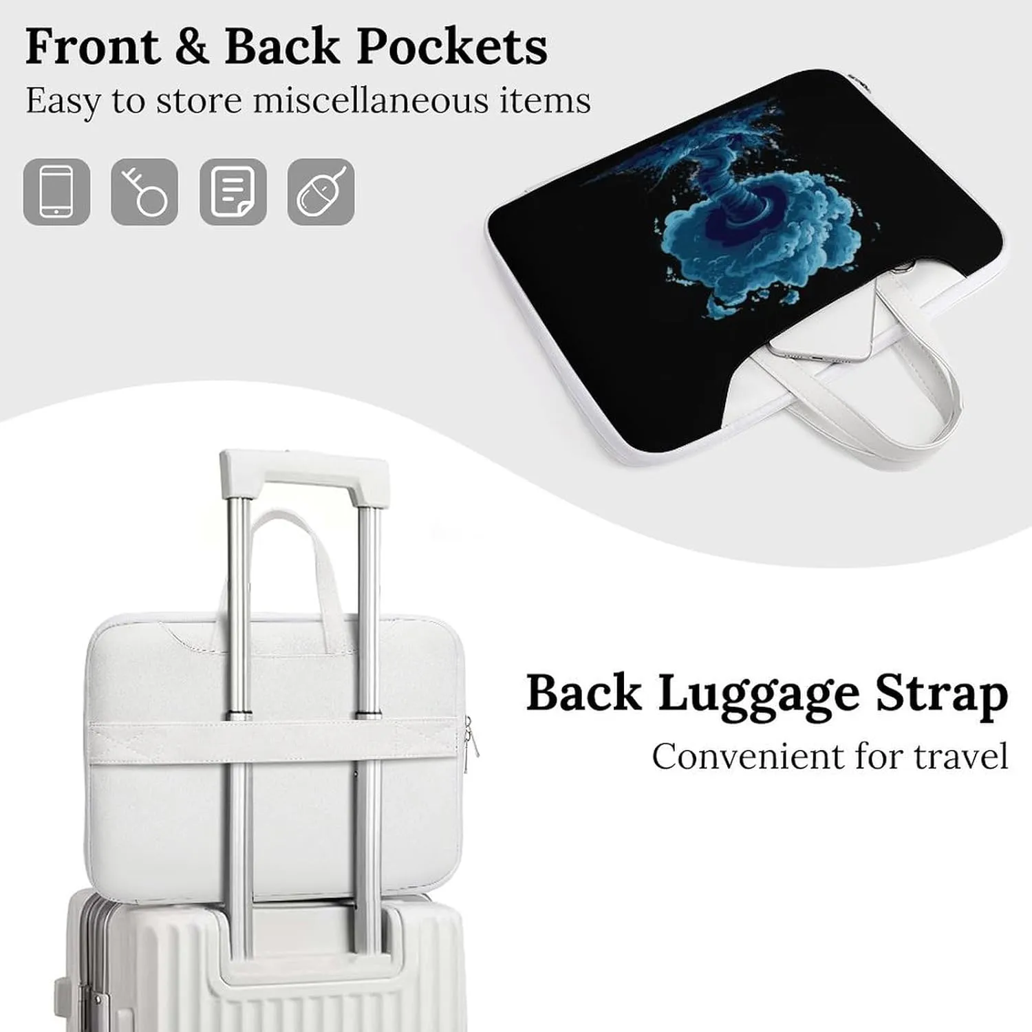 Storm Tornado Twister Hurricane Laptop Bag PU Leather Computer Tote Bag Carrying Case Messenger Bag with Handle