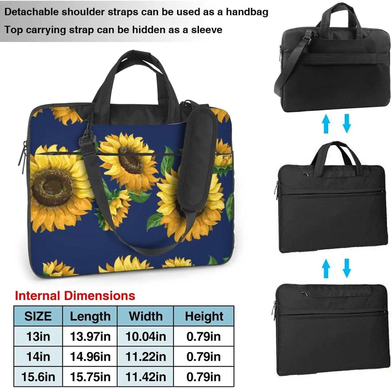 Sunflowers Laptop Bag Classic Slim Briefcase Messenger Bag, Spacious, Ergonomic