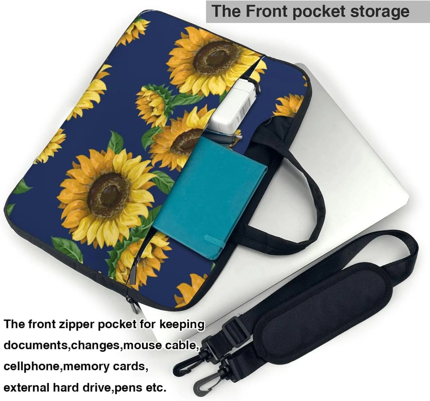 Sunflowers Laptop Bag Classic Slim Briefcase Messenger Bag, Spacious, Ergonomic