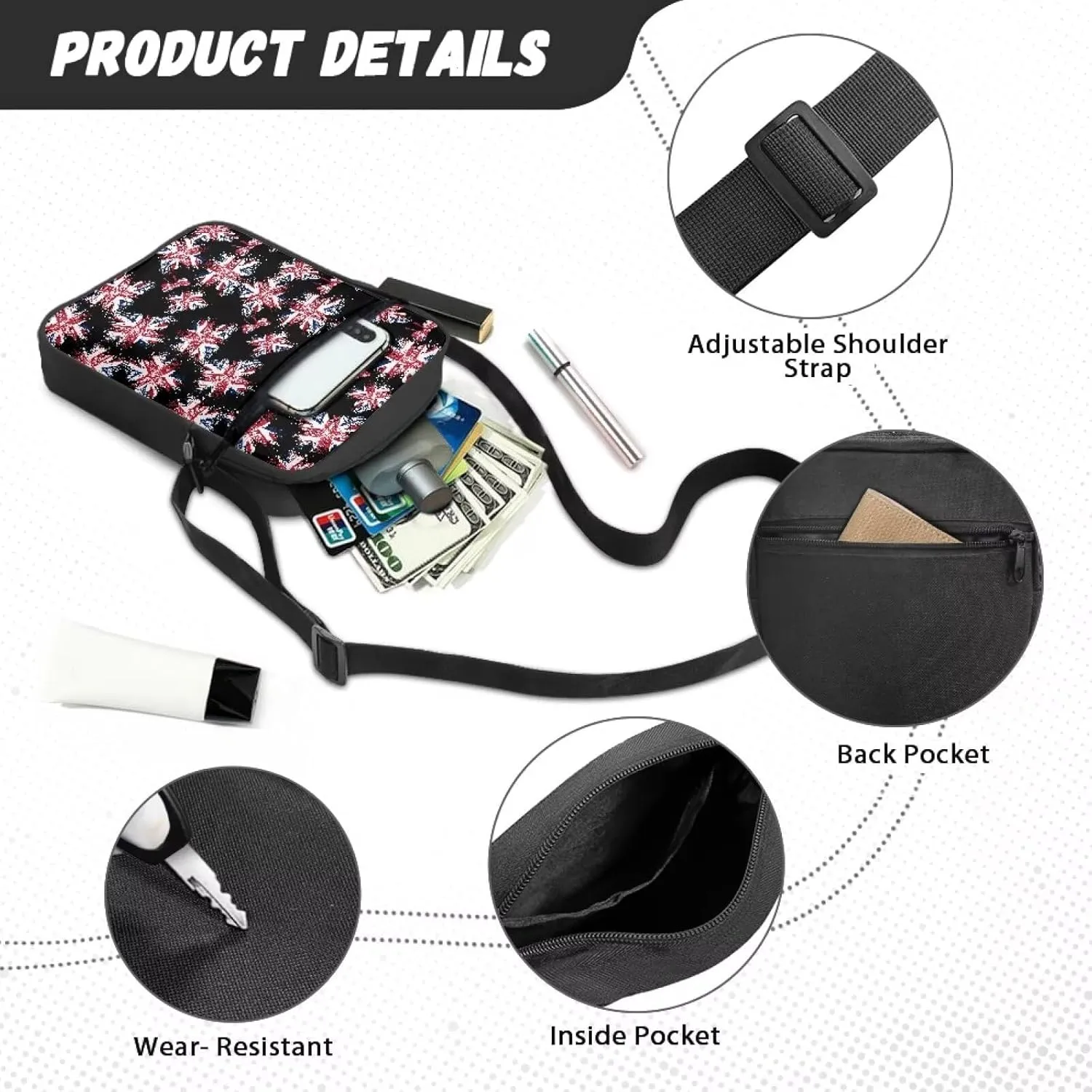 Suobstales Crossbody Bags for Women Shoulder Bag Cell Phone Pouch with Adjustable Strap, Small Messenger Bag Casual Purse