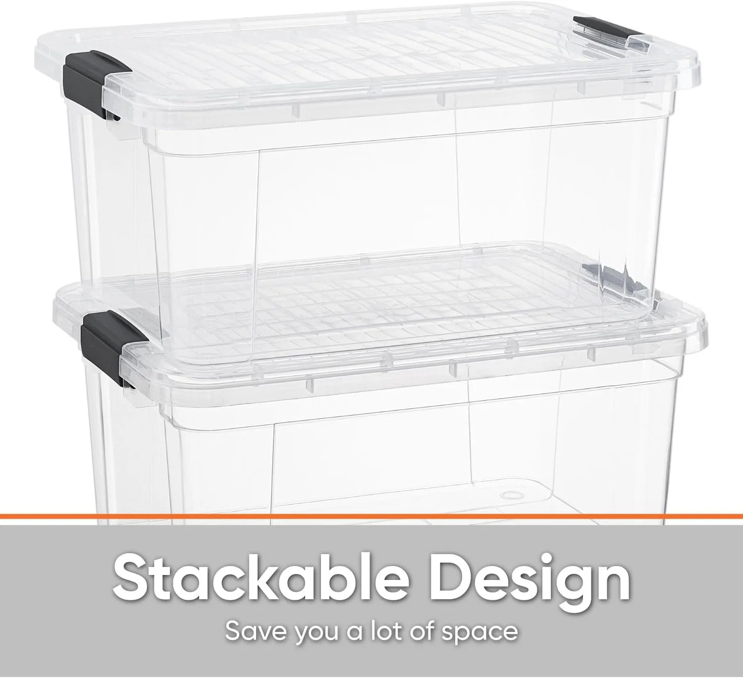 Superio Clear Plastic Storage Bin with Lid, 6.6 Qt, Non-Toxic, BPA Free, Odor Free, Organizer Storage Box, Stackable Plastic Tote for Home, Garage, School, and Office