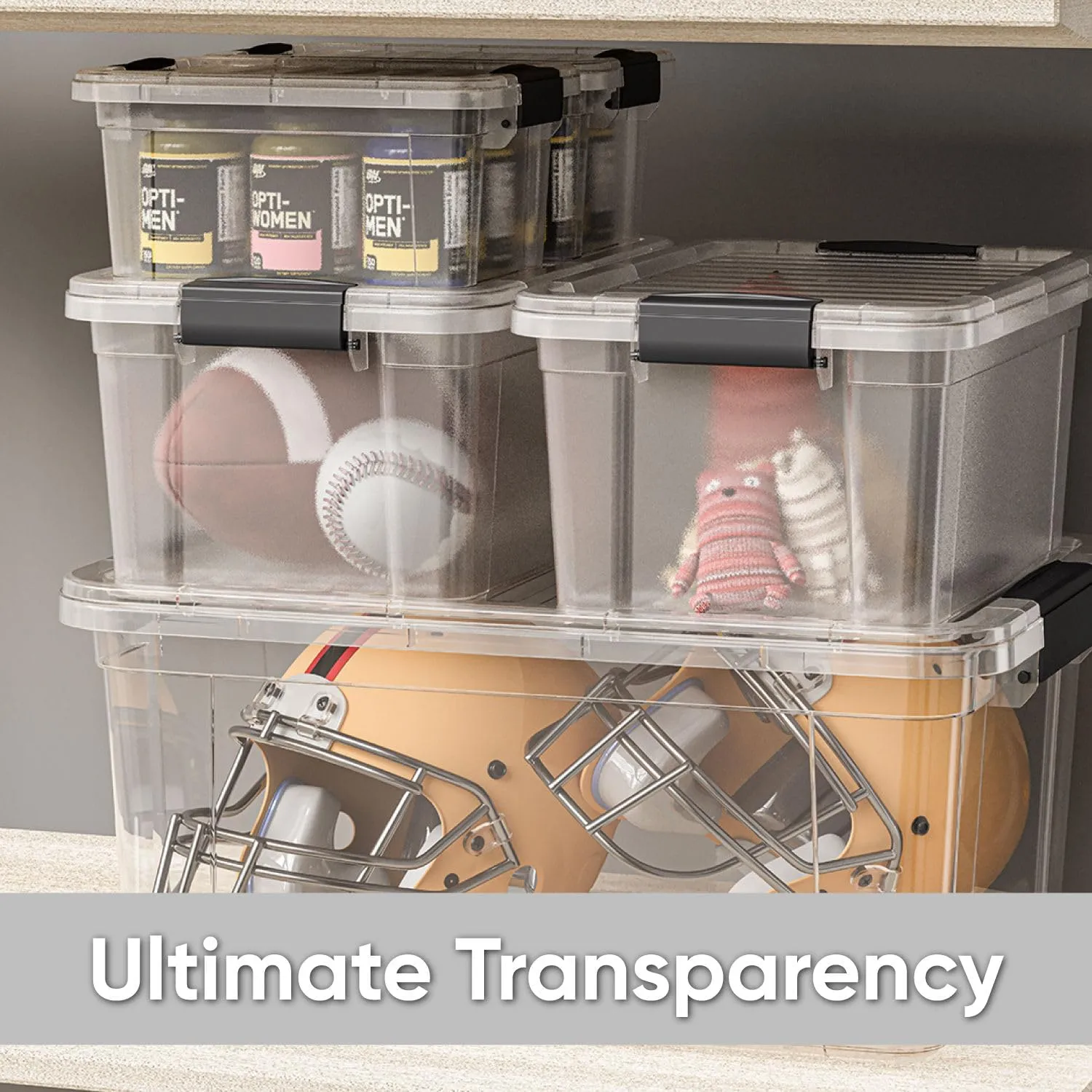 Superio Clear Plastic Storage Bin with Lid, 6.6 Qt, Non-Toxic, BPA Free, Odor Free, Organizer Storage Box, Stackable Plastic Tote for Home, Garage, School, and Office