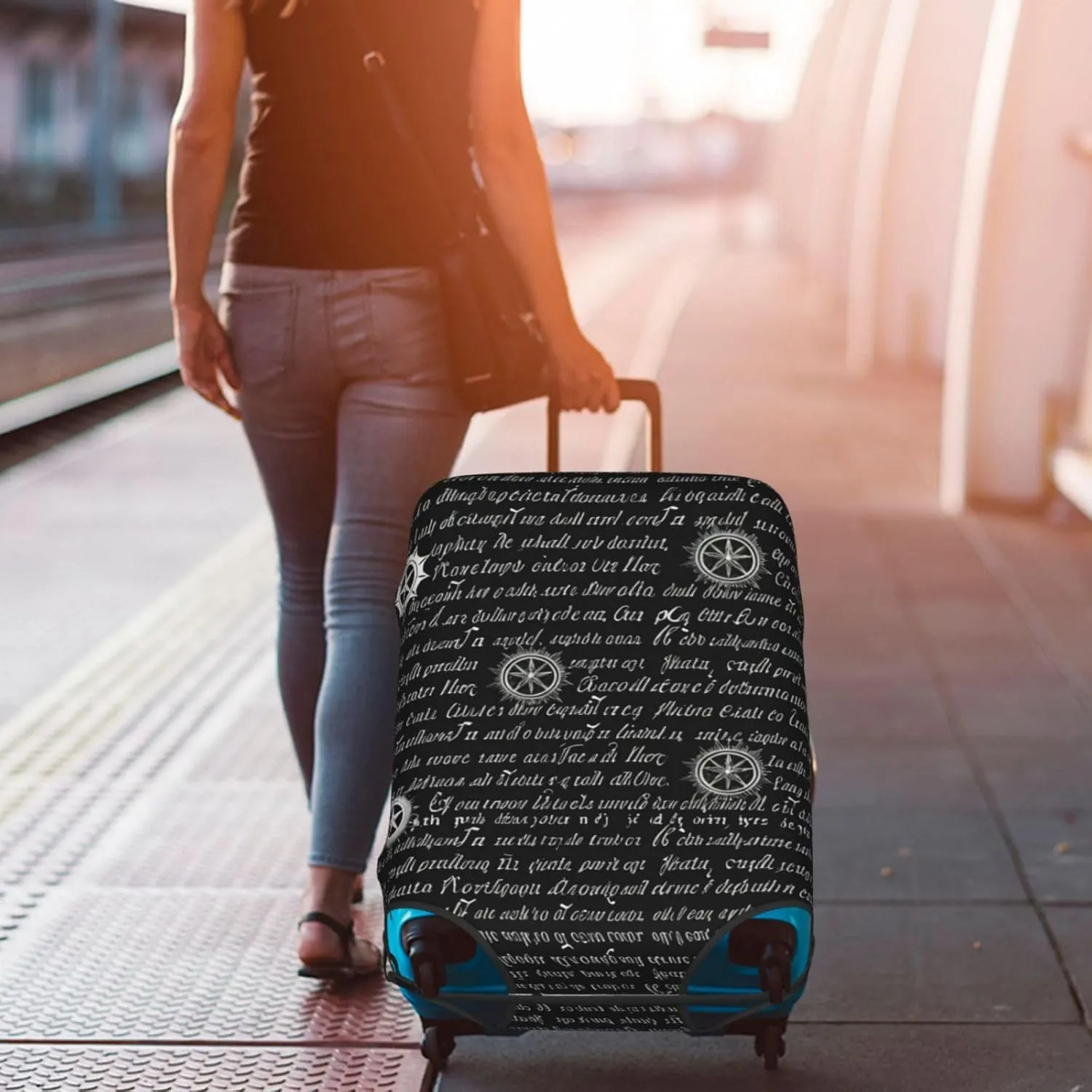Supernatural Inspiration Trolley suitcase protective cover, elastic fabric, anti-scratch and dust-proof, unique pattern design, zipper opening and closing, no wheel jam