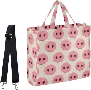 Sweet Pink Pig Nose Funny Crossbody Tote Bag Handbag for Work Travel Gym Shopping